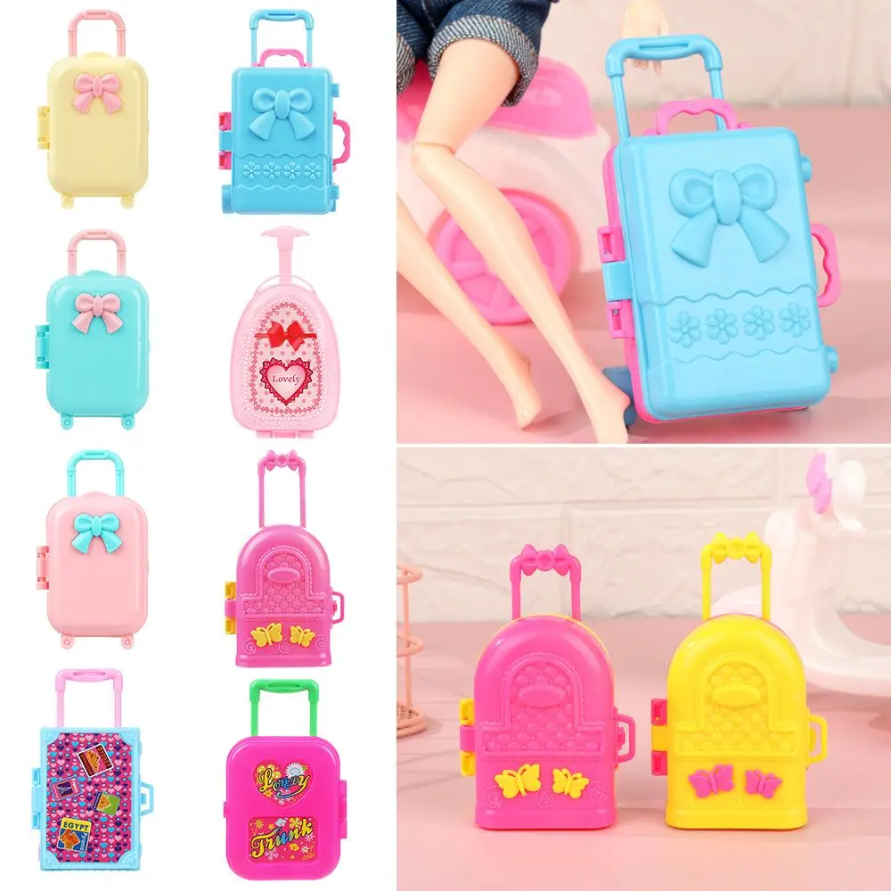 Fashion 3D Travel Train Plastic Play House Dollhouse Furniture Doll's Luggage Doll Suitcase Accessories