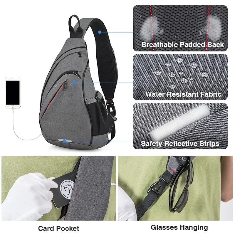 Imagem -04 - Mixi Patent Design Mochila para Homens Sling Bolsa de um Ombro Crossbody Schoolbag Poliéster 600d Lona Densa Impermeável Moda