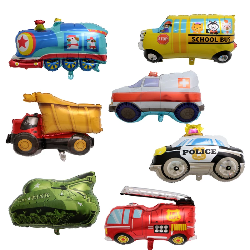 1PC Happy Birthday Party Decoration Balloon Car Shape Aluminum Film Balloon School Bus Train Tank Plane Globos Children Gift