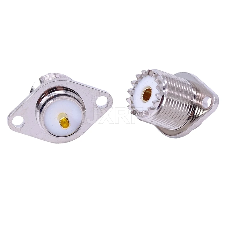 5PCS UHF SO239 female 2 hole Female Jack with rhombic flange soldering panel RF connector socket female antenna connecto