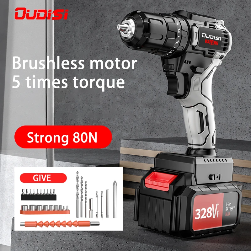 OUDISI Impact Cordless Screwdriver Cordless Drill Impact Electric Drill Power Tools Hammer Drill Electric Drill Hand