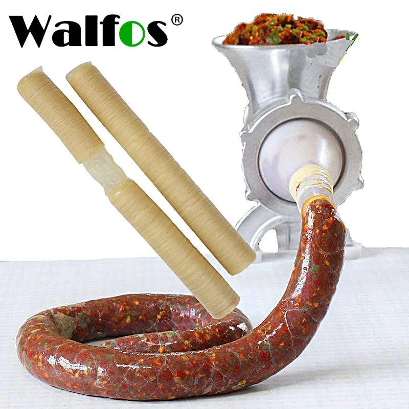 WALFOS14m*36mm Dry Pig Sausage Casing Tube Meat Sausages Casing for Sausage Maker Machine Hot Dog Casing Hamburger Cooking Tools