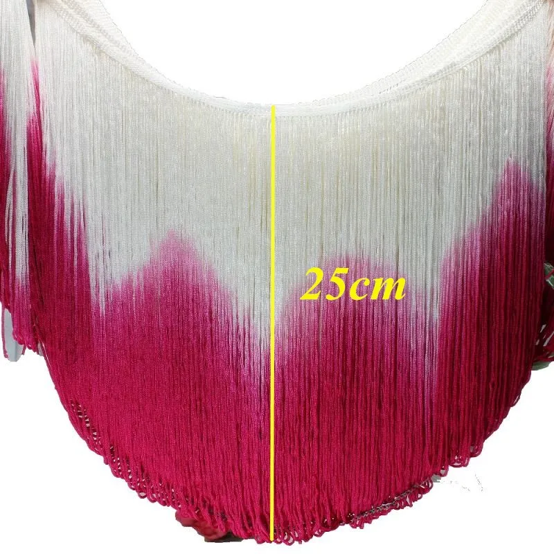 10 Yds Diy Dress Accessories Latin Tassel Dip Dye Ombre Fringe Tassel Gradient Loop Bottom Latin Trimmings 30CM Long