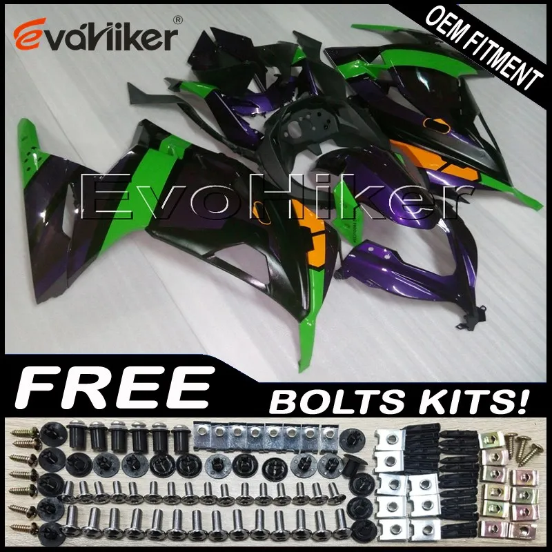 

Custom fairing for ZX300R EX300 2013-2014 ABS motor panels Body Kit Injection mold purple green+gifts