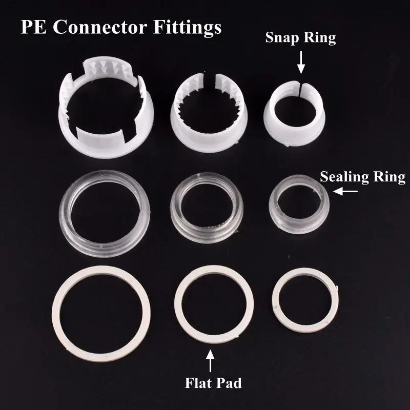 5pc 20~63mm PE Pipe Quick Connector Accessories Silicone Seal O-Rings Garden Irrigation Tube Joint Fittings Snap Ring Flat Pad