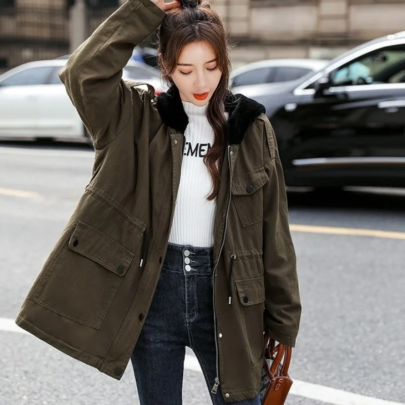 Winter Women Thick Warm Fleece Lining Windbreaker Long Denim Jacket Hoodie Outwear Coat Boyfriend Style Loose Fit Jean Jackets