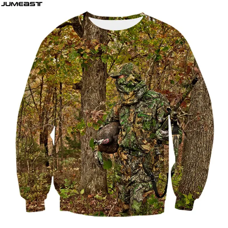 Jumeast Men Women 3D Sweatshirt Hunting Hunter Camouflage Oversized Fashion Long Sleeve T Shirt Spring Autumn Pullover Tops Tees