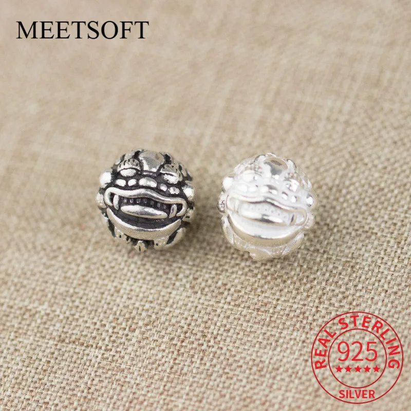 MEETSOFT Vintage 925 Sterling Thai Silver brave troops Space Beads DIY Making Finding Handmade Necklace Decoration Accessories