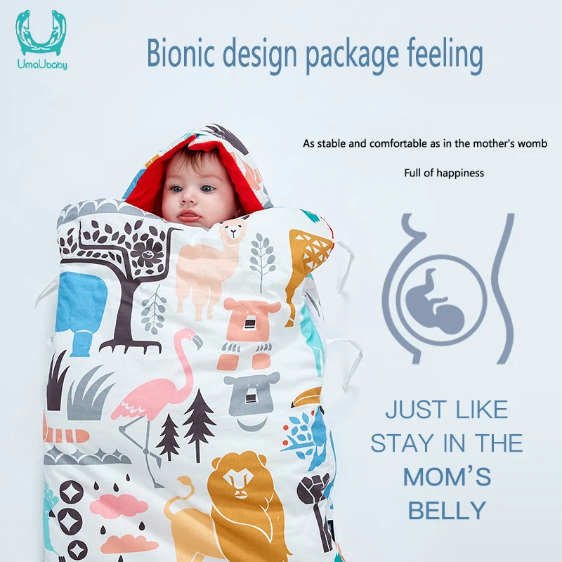 UmaUbaby Baby Stroller Peas Sleeping Bag Envelopes Pure Cotton Autumn And Winter Babys Anti Kick Quilt Newborn Thicken Quilt