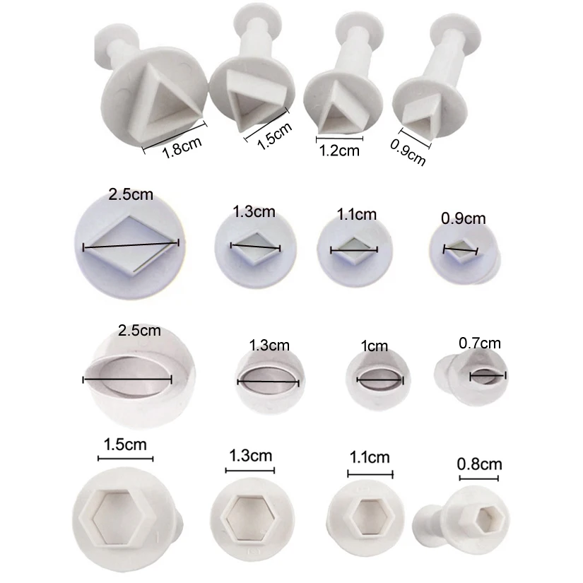 Oval Diamond Triangle Hexagon Shape Fondant Cake Decorating Gum Paste Pastry Sugar Craft Cutter Mold Tools