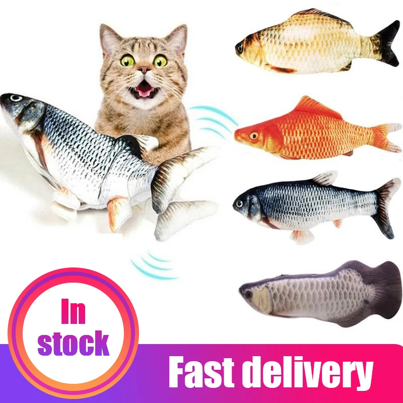 

1PC Cat Wagging Catnip Toy 28CM Dancing Moving Floppy Fish Cats Toy USB Charging Simulation Cat Toy Electronic Pet Cat Toy