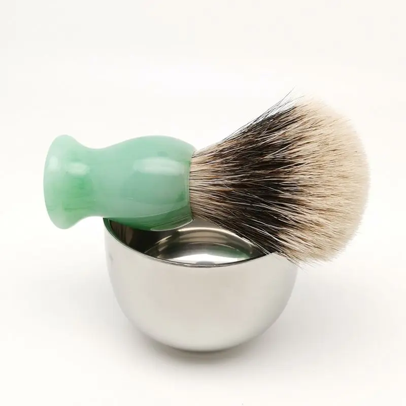 TEYO-Juego de brocha de afeitar y taza de afeitar, incluye dos bandas, Silvertip, el mejor cepillo de pelo de tejón, perfecto para hombre, crema de