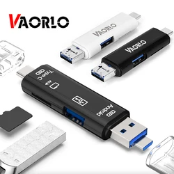 VAORLO Usb 3.1 Card Reader High Speed SD TF Micro SD Card Reader Type C USB C Micro USB Memory OTG Card Reader For Laptop PC