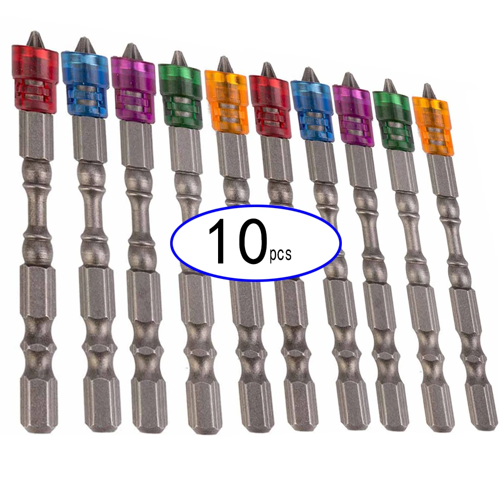 NEW 10pcs 65mm Magnetic Screwdriver Bit Plasterboard Drywall Screwdriver Ph2 single head Phillips Screw Driver Bit Hex Shank