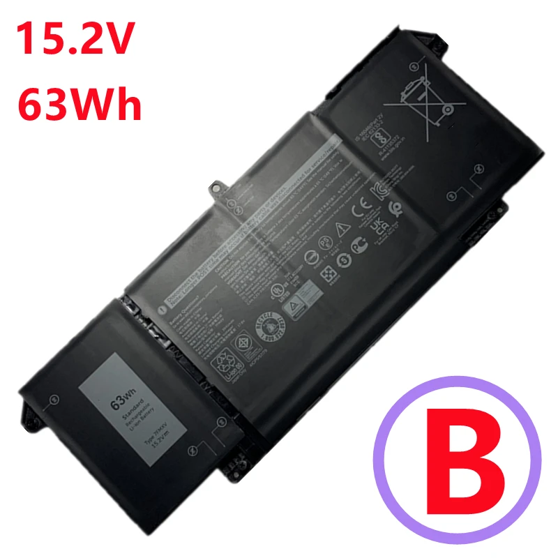 9JM71 7fmxv TN2GY แบตเตอรี่แล็ปท็อป0TN2GY 11.4V 42Wh 15.2V 63Wh สำหรับ Dell ละติจูด13 5320 (2-in-1) ละติจูด14 7320 7420 7520