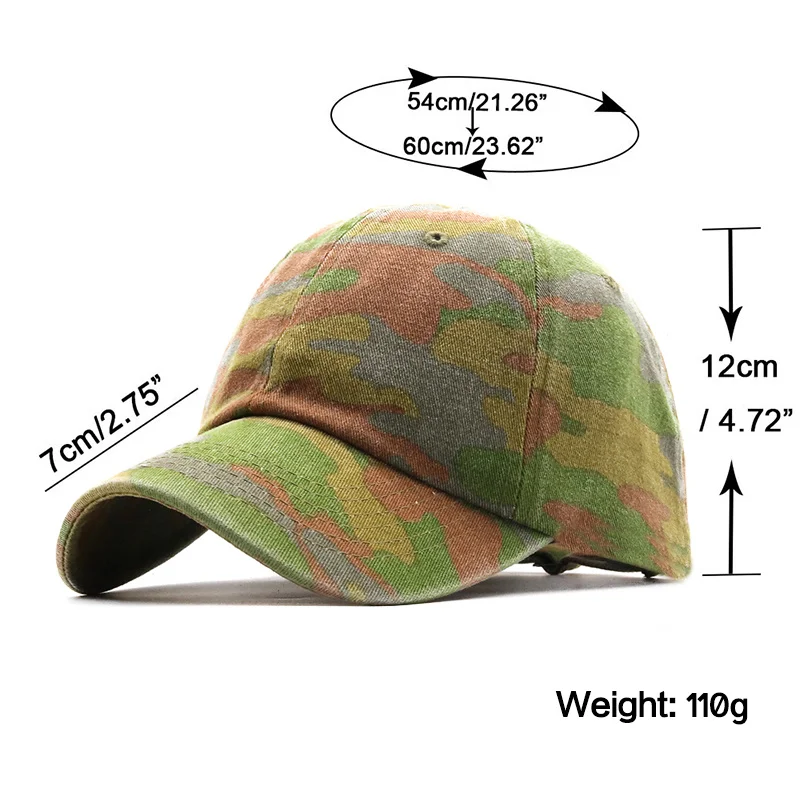 New Camo Washed cotton Men Baseball Cap Fishing Caps Outdoor Hunting Camouflage Jungle Hat Airsoft Tactical Hiking Casquette Hat