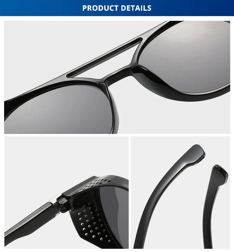 Klassische Steampunk Sonnenbrille Männer Mode Runde Brille Für Männliche Vintage Marke Designer Brillen Shades Outdoor UV400 – Detail 14