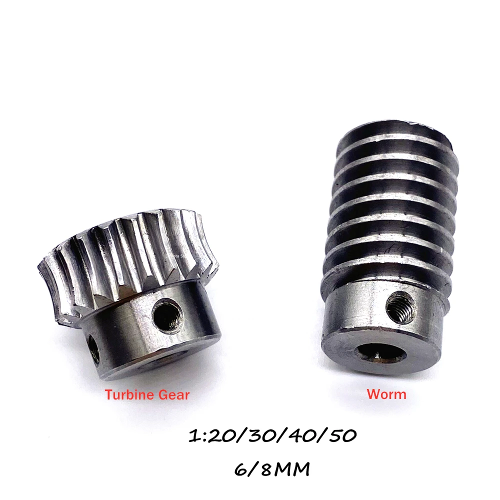 

1M Worm Gear drive 1:20/30/40/50/60 Speed Ratio 40cr High quality Precision Worm 6/8MM