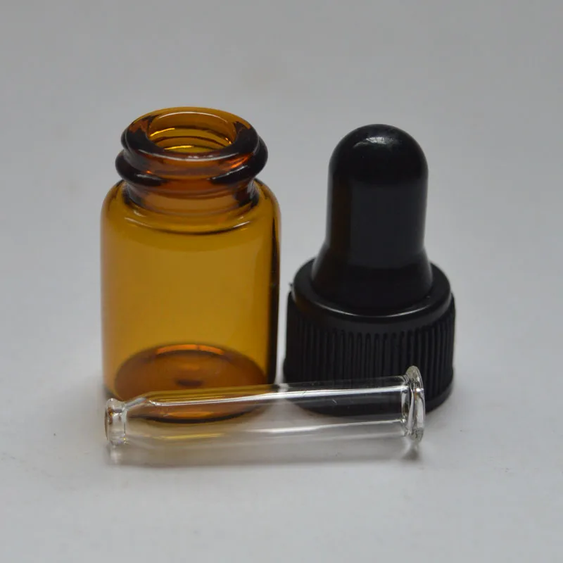 

Fashion Mini Cute Amber Glass 2ml Dropper Bottle with Pure Glass Dropper Essential Oil Mini Vials 300pcs/lot