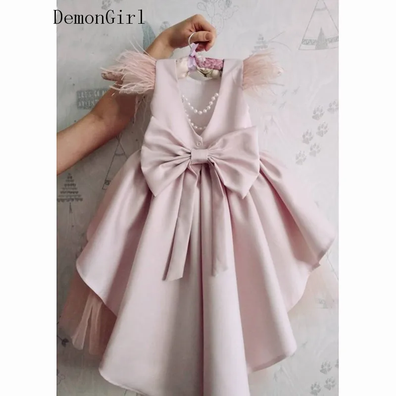 Vestido infantil feminino de cetim, vestido flores, laço, princesa, imagem real