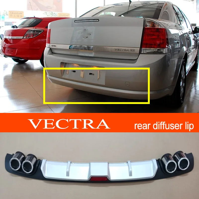 VECTRA ABS Plastic Silver / Black Car Rear Bumper Rear Diffuser Spoiler Lip for OPEL VECTRA