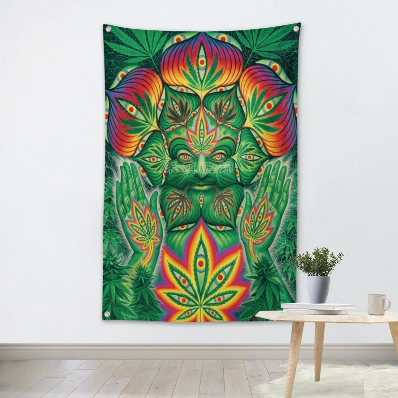 

Hemp Leaves Reggae Rock Band Hanging Art Waterproof Cloth Polyester Fabric Canvas painting Flags banner Bar Cafe Hotel Decor