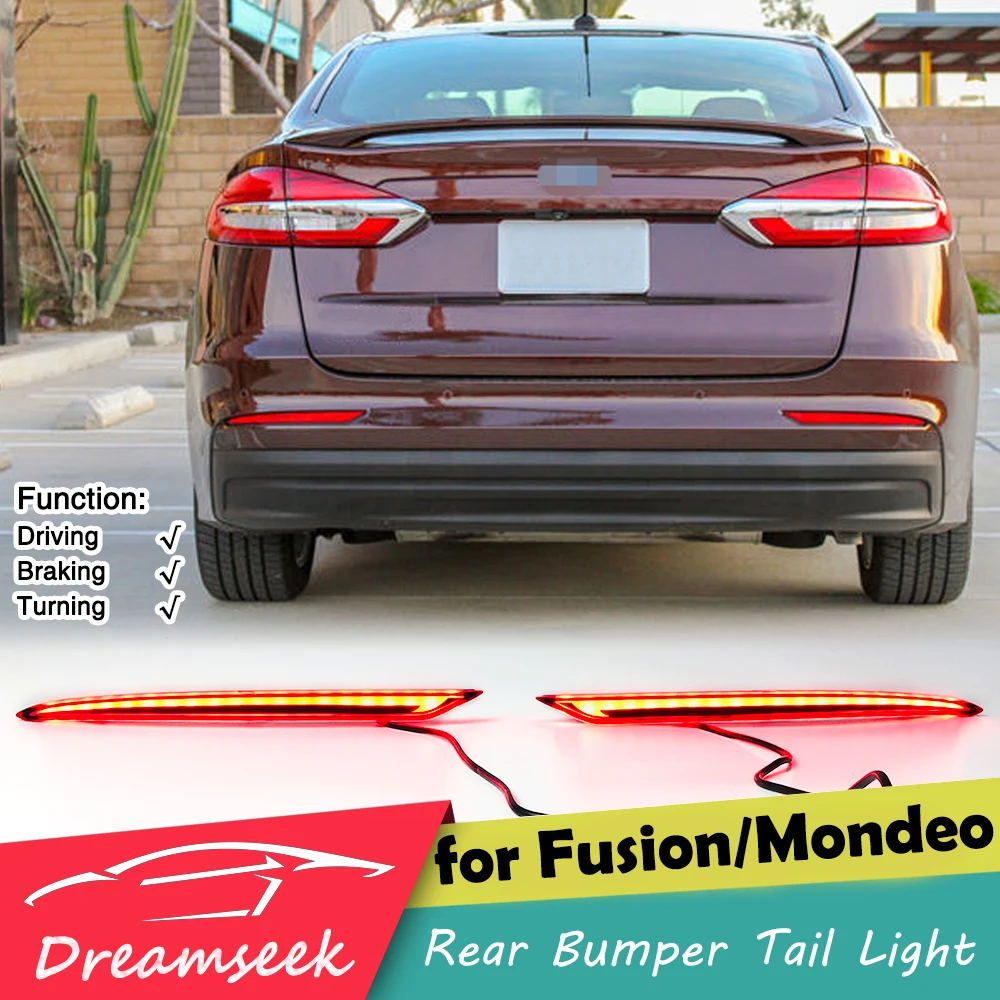 

LED Reflector Rear Bumper Tail Light for Ford Fusion Mondeo 2019 2020 Brake Lamp with Dynamic Sequential Turn Signal Red Lens