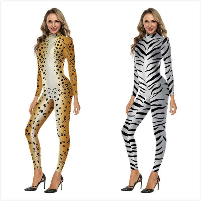 Woman Slim Leopard Jumpsuit Party Overalls 2020 New Elegant Plus Size Zipper Romper Bodysuit Women Body Sexy Clothing ropa mujer