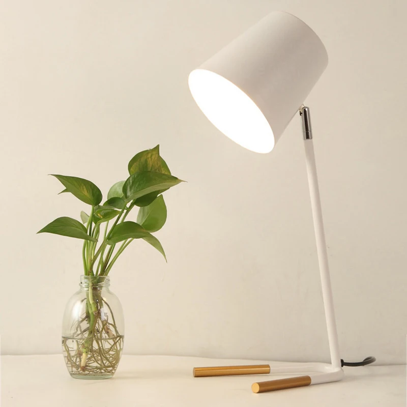 Imagem -03 - Nordic Simples Ferro Led Abajur Moderna Campo Desk Lamp Preto e Branco Estudo Quarto Salão Livraria Hotel Leitura E27