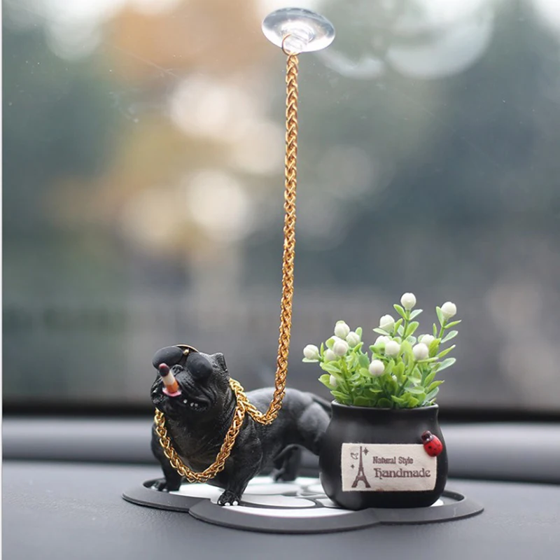 Car Dashboard Ornament Bully Pitbull Dog Doll Auto Interior Accessories Ornaments Cute Chritmas Gift Creative Home Decor