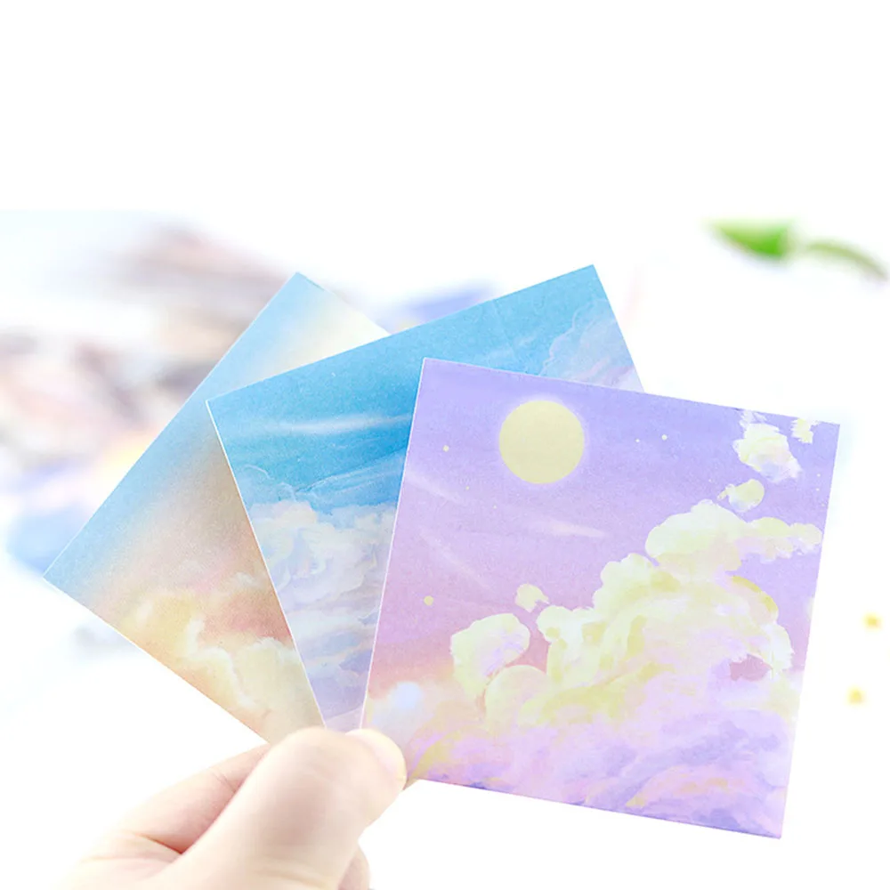 INS Styles 90sheets Creative Scenery Tour Self-Adhesive Sticky Notes Memo Pad Fresh Students Stationery Scrapbooking DIY Notepad