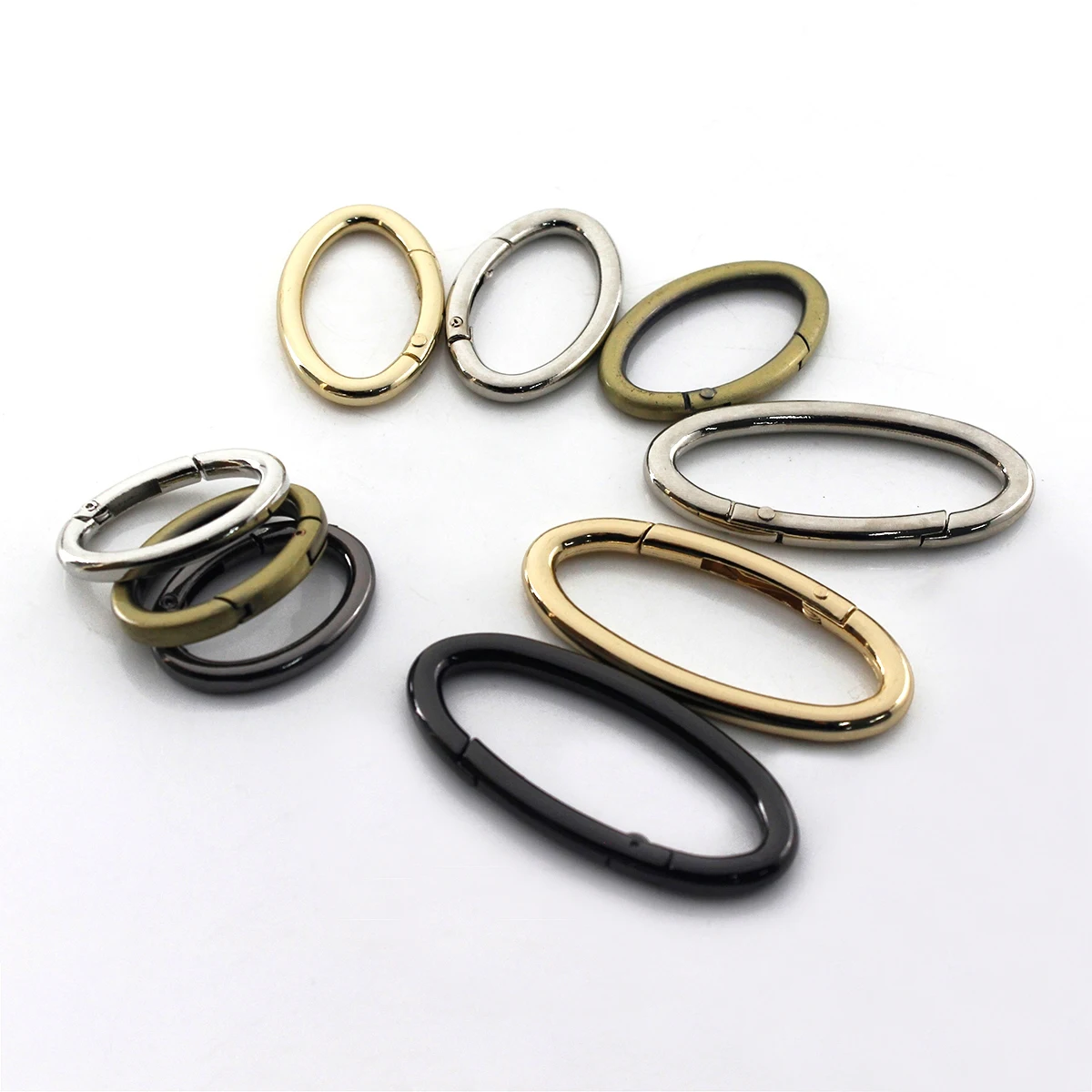 1x Metal Oval Ring Snap Hook Spring Gate Trigger Clasps Clips for Leather Craft Belt Strap Webbing Keychain Hooks S/M/L