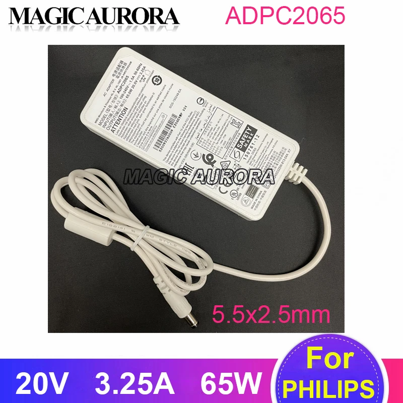 

ADPC2065 AC Adapter For PHILIPS 279X6Q 276E8F 278M6F 278E8Q 272M7C 278E1 Monitor Charger Power Supply 20V 3.25A White 5.5x2.5mm