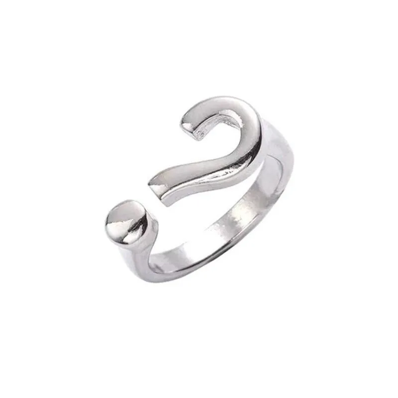 Women's 925 Sterling Silver Question Mark Shape Opening Ring