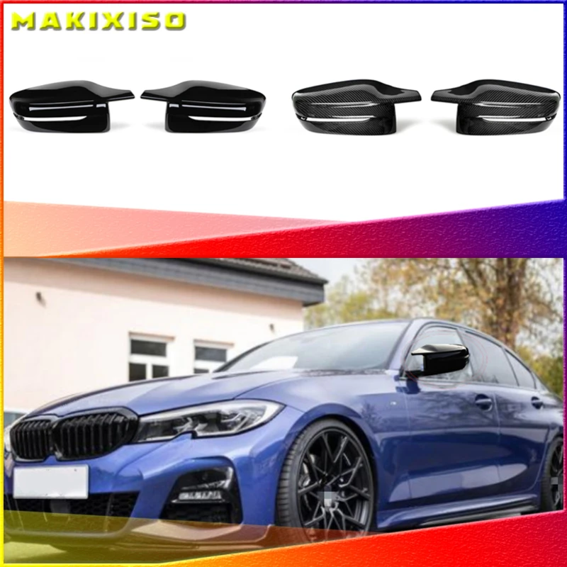 

For BMW 3 Series G20 G21 2019 2020 Black/Carbon Fiber Look Rearview Mirror Caps Car Door Wing Mirror Cover Replacement