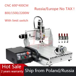 4 Axis Cnc 6040 USB Port 2200W Mach3 Wood Router Metal Engraver Engraving Milling Cutting Machine with Limit Switch