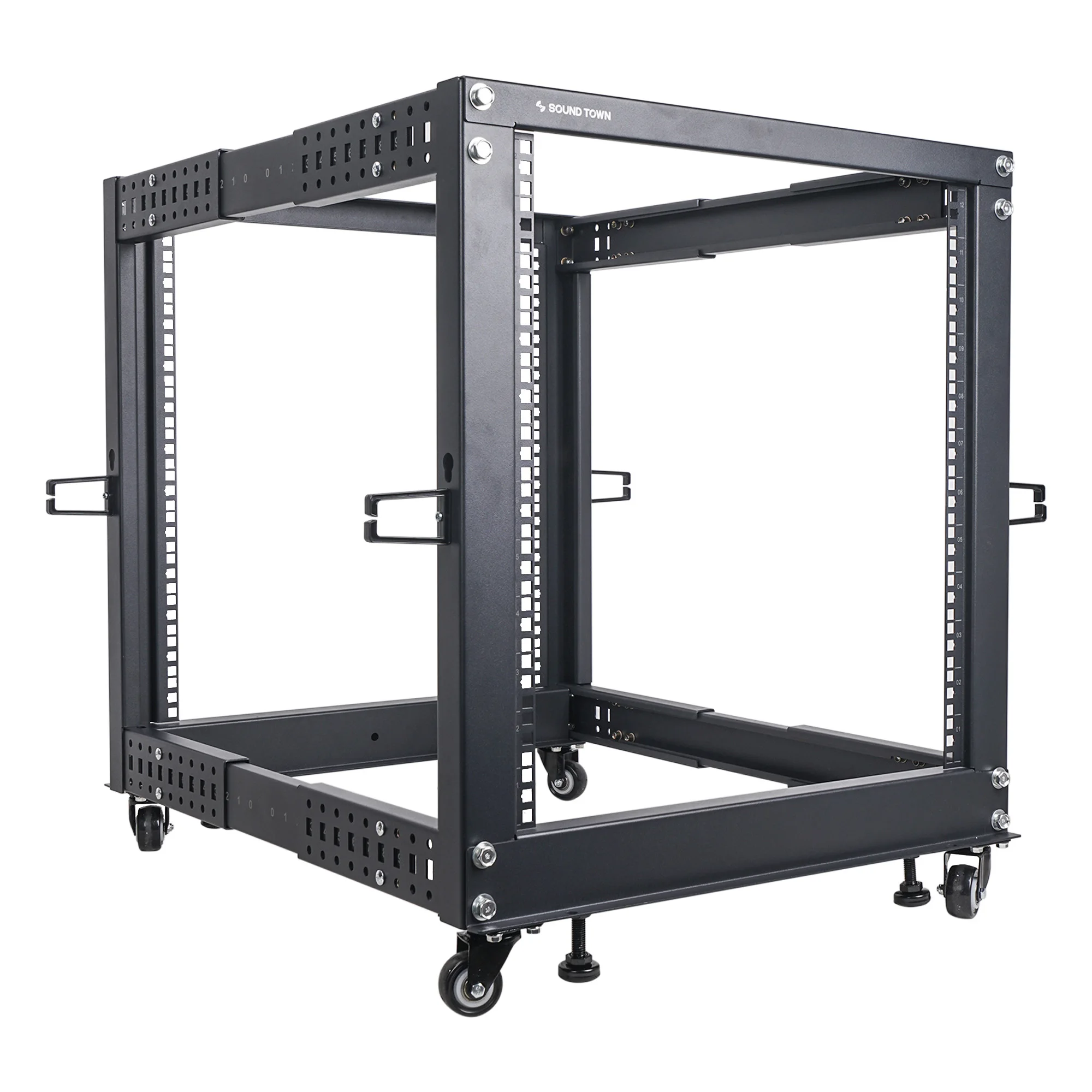 Sound Town 4-Post 12U Open Frame Sever and Network Equipment Rack with Adjustable Depth 22