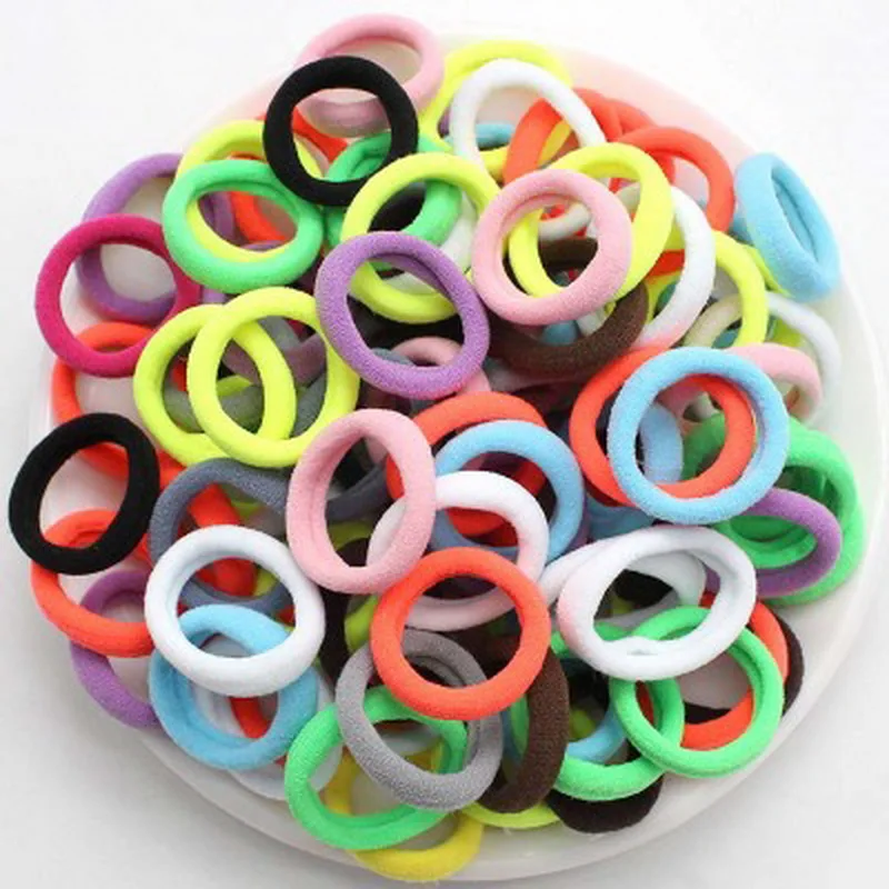 50pcs /pack children Solid Color rubber band baby elastic hair bands girls black hair ties Ponytail Holder rope Gum kid Headwear