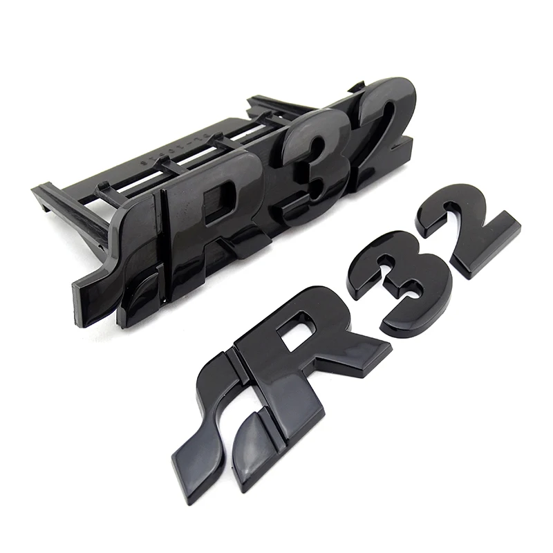 

R32 Front Grill Badge Emblem R32 Boot Logo Sticker for 1999-2008 GOLF 4 Golf 5 Gloss Black VW Golf