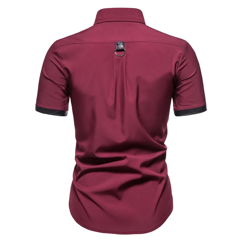 Fashion New Men\'s Punk shirts Men\'s Gothic Rivet Short Sleeve Shirts Casual For Men Comfortable Summer Wear shirts