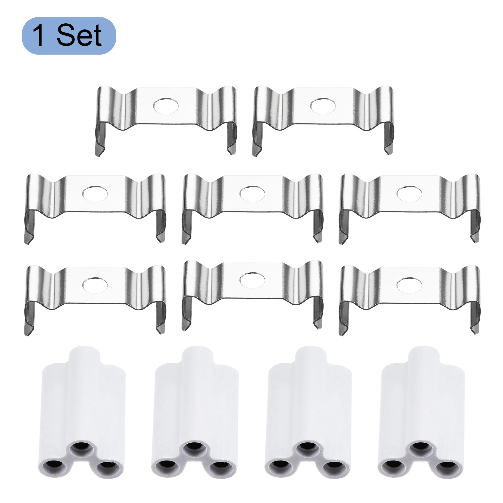 Uxcell T5 Clips Bracket for LED Tubing, LED Fluorescent Tube Holder with 3 Pin Connector, Stainless Steel 1 Set