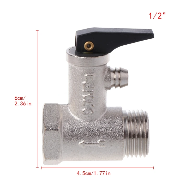 

Pressure Relief Valve, Brass G1/2\" DN15 0.7mpa Pressure Safety Relief Valve For Electric Water Heater prevent water backflow