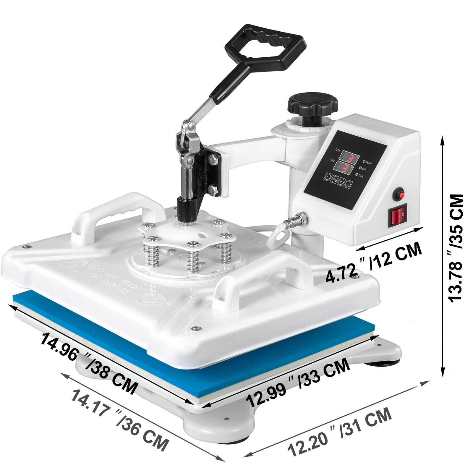 VEVOR 12X15 Inch 5 in 1 Heat Press Machine Transfer Heating Coils Sublimation Rotation Swing for T-Shirts Cap Mug Plate Shoes