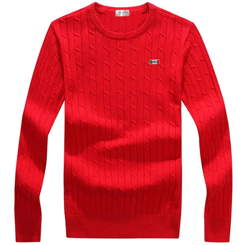 High Quality Fabric Men\'s Fall/Winter 100% Cotton Knitted Long-Sleeved O-Neck Sweater Slim Pullover Casual Simple Sweater Top