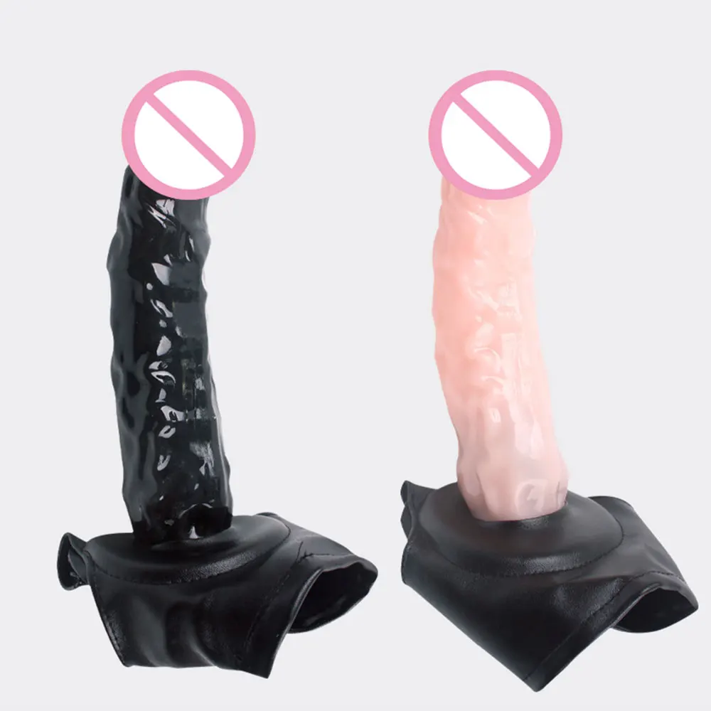 Hollow Dildos Silicone Penis Sleeve Extender Condom With 8.6cm Solid Glan Strapon Harness Men Realistic Penis Enhancer Sex Toys