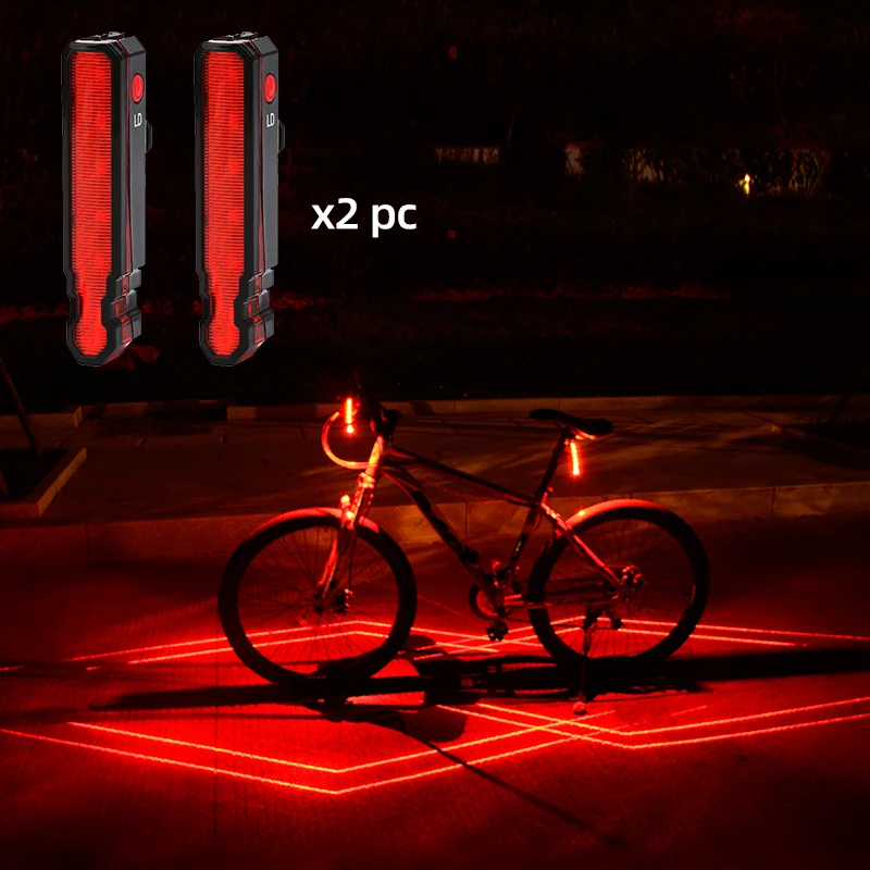 ThinkRider Laser Bike Light Front Rear Safety Warning Bicycle USB Rechargeable Bike Tail Rear Light Waterproof Cycling Lamp