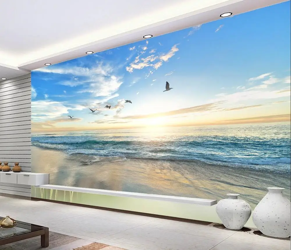 

Custom wallpaper sea sunrise background wall paper home decor living room bedroom 3d TV background wall 3d wallpaper