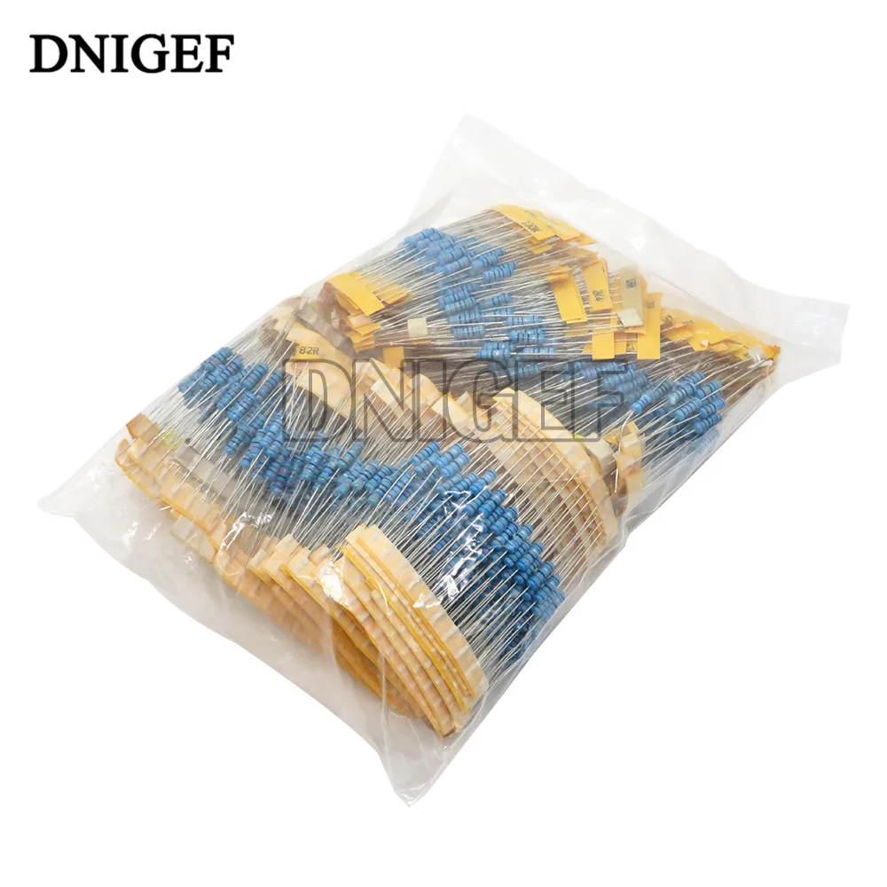 1100pcs/lot 1/2W 1M Metal Film Resistor Assorted Kit 1R/2.2R/3.3R/4.7R/100R/100K/470K/10M/1M/2M ohms Metal Film Resistors Set