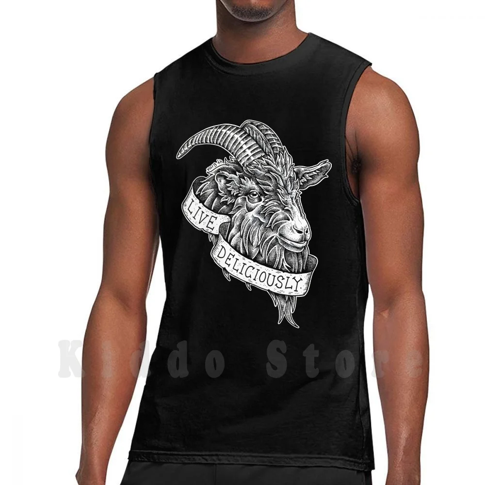 Live Deliciously Tank Tops Vest 100% Cotton Black Phillip Baphomet Satan Witch Vvitch Witchy Vibes Black Magic Satanic