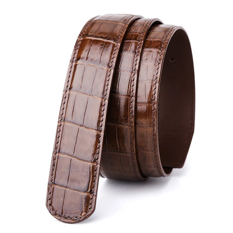 male belt without buckle mens genuine leather belt men luxury strap belts for men high quality crocodile belts mens leather 6350